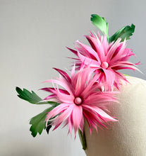 Shandi - Pink & Green Feather Fascinator